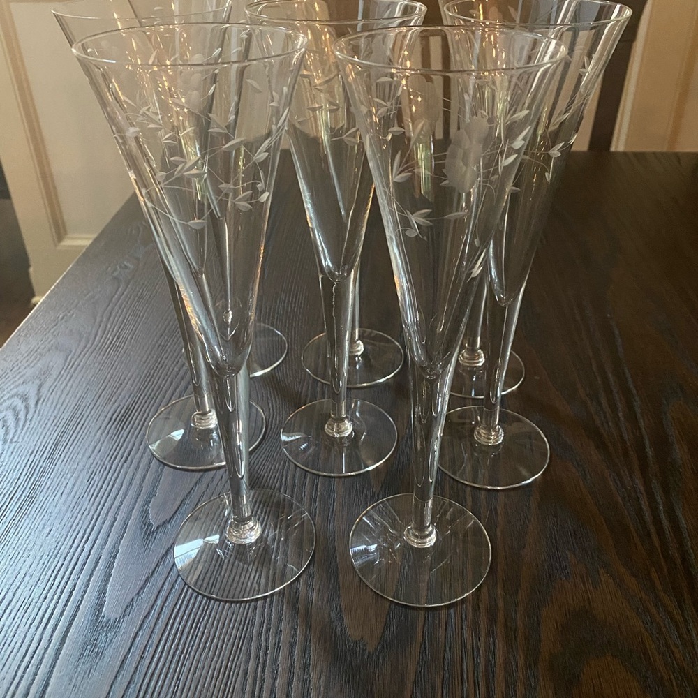Vintage - Beautiful Princess House Heritage 10” Champagne Flutes - (8) - Picture 2 of 3
